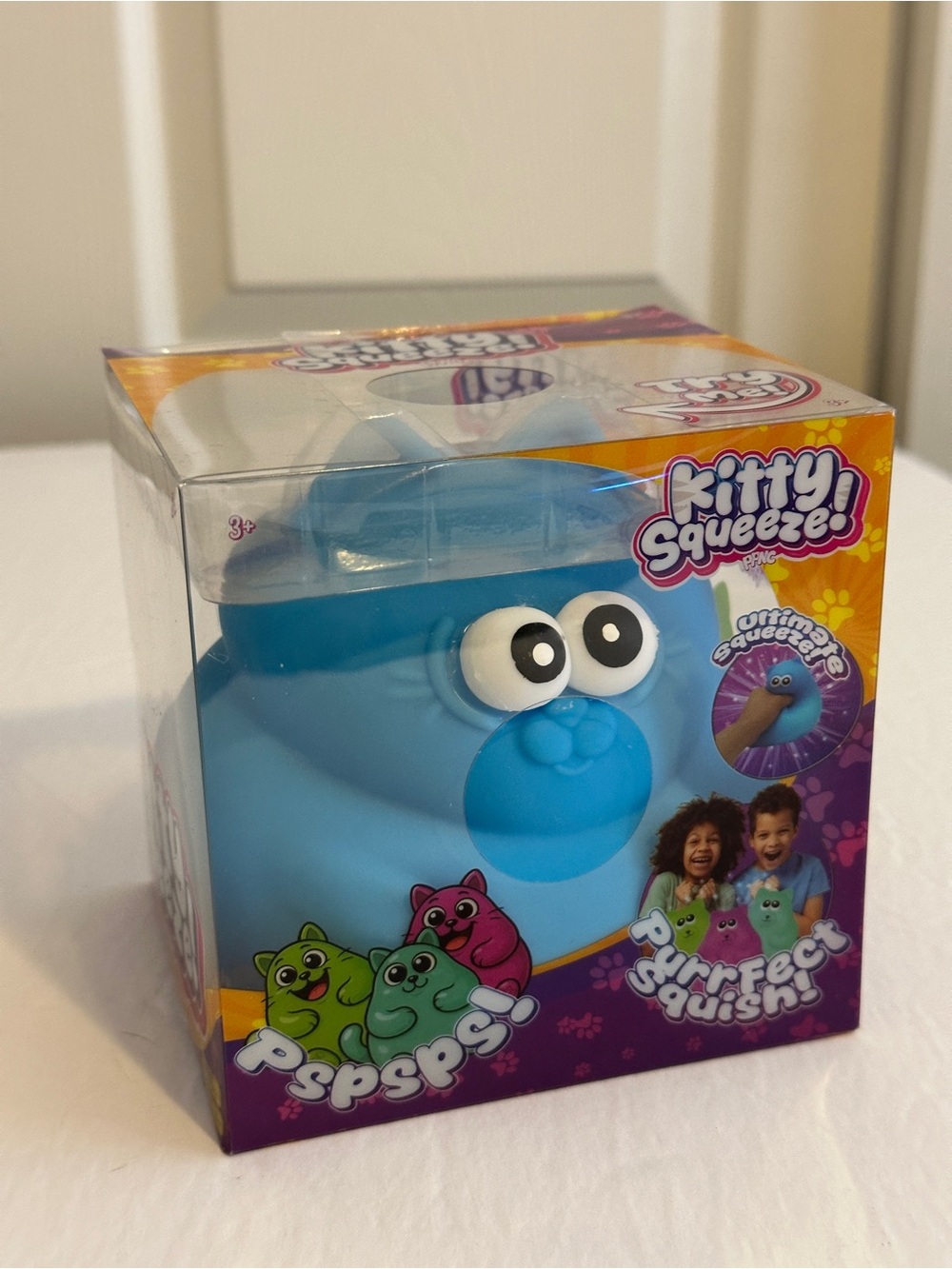 Kitty Squeeze Squishy Cat Fidget Toy Blue New